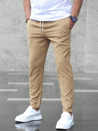 Allan - Bequeme Herrenhose aus Stretch mit Kordelzug, schlankes Design
