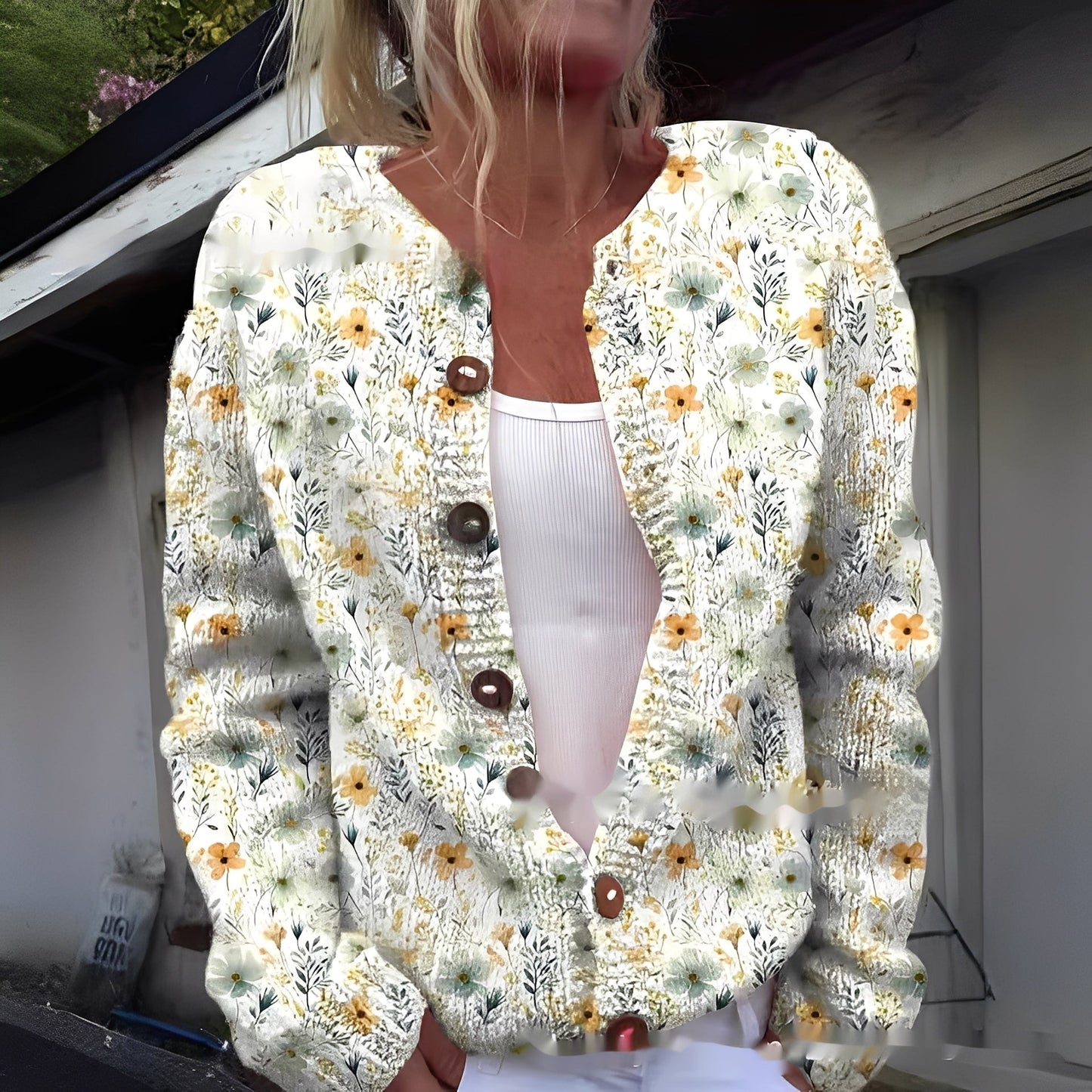 Wilda - Warmer und modischer Damen-Cardigan mit Blumenmuster