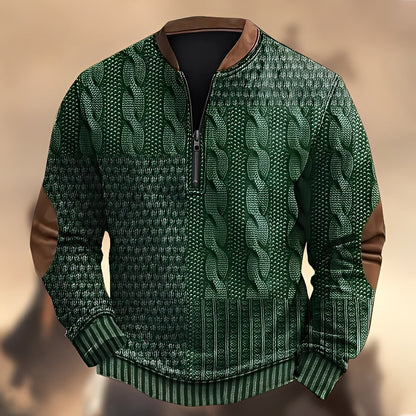 Edmund - Bequemer Herrenpullover mit Muster und Reißverschluss