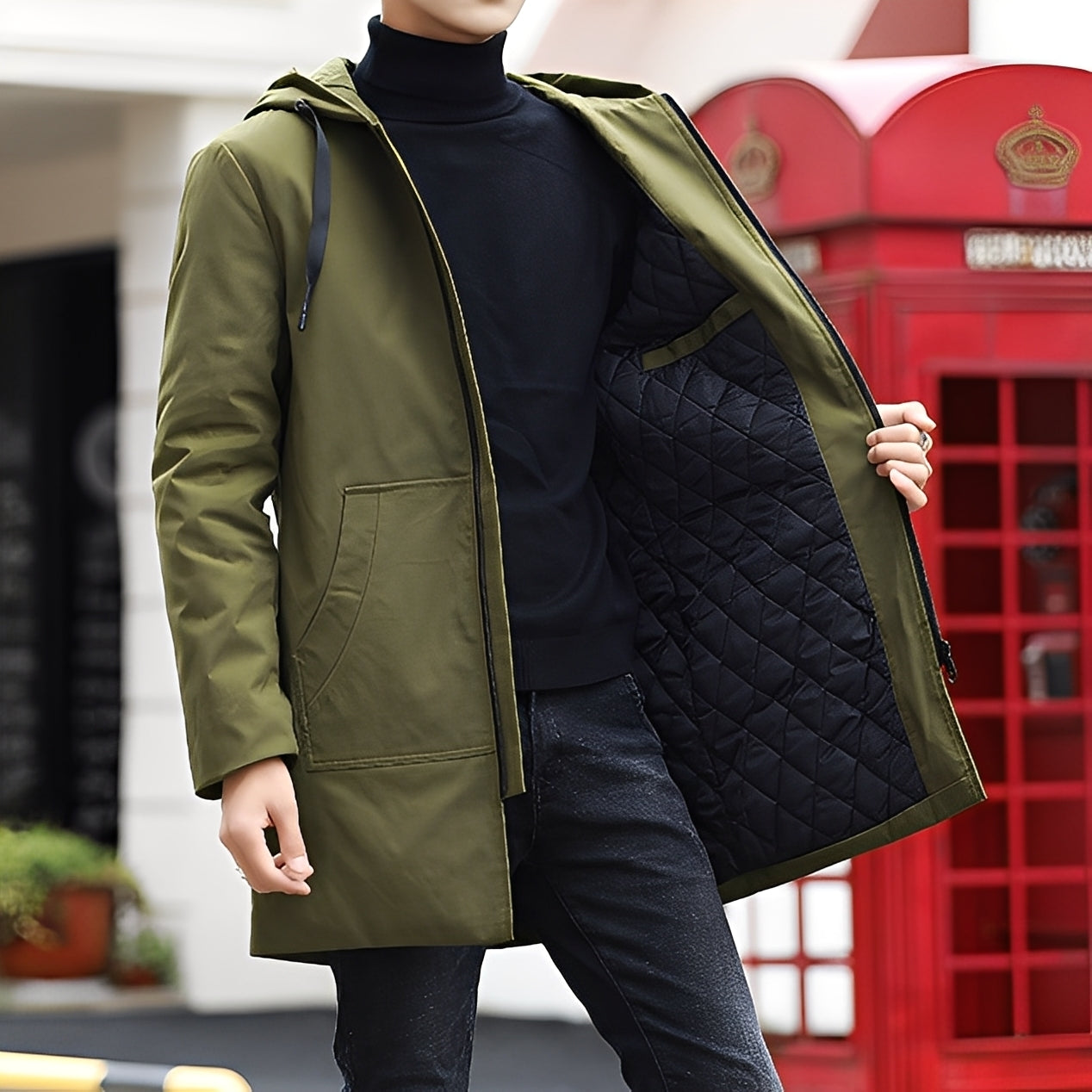 Derren - Komfortable, leichte Herrenjacke mit Kapuze