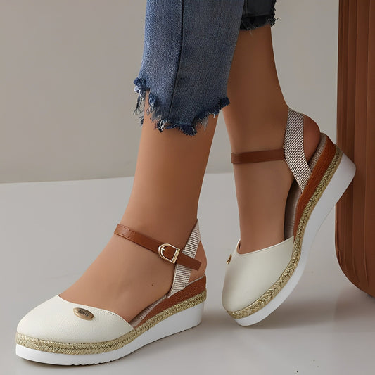 Elinor - Bequeme Damen-Hanfsandalen mit Keilabsatz