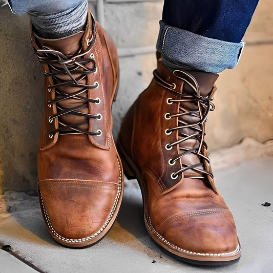 Garrick - Robuste Retro-Lederstiefel für Männer