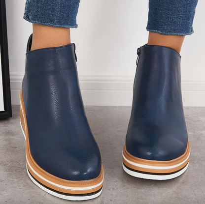 Rosanne - Trendige Damen-Lederstiefel mit Reißverschluss