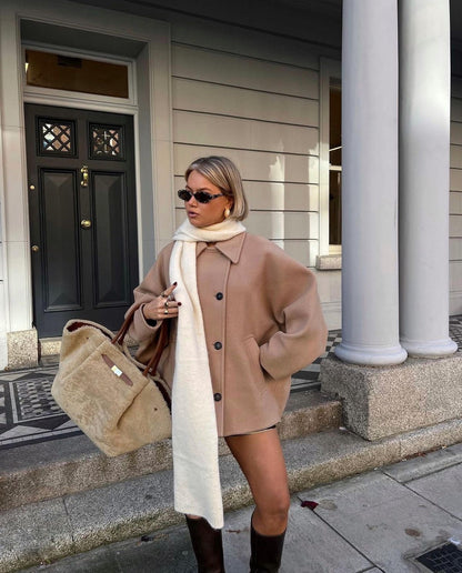 Elena – Oversize-Mantel aus Wollmischung Doppelreihig