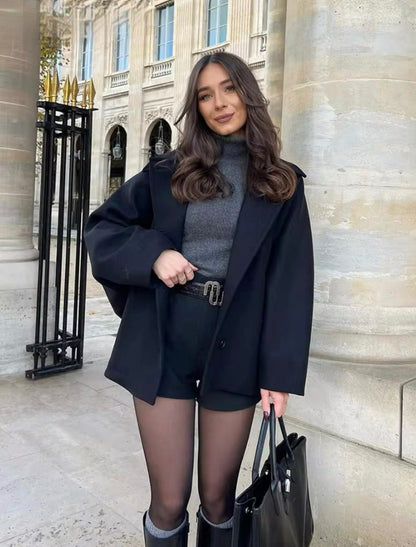 Elena – Oversize-Mantel aus Wollmischung Doppelreihig