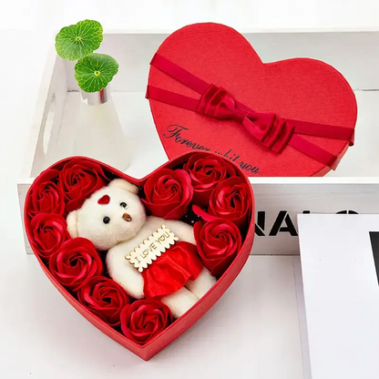 Herzform – Rosenbär Geschenkbox Valentinstag