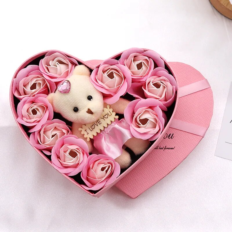 Herzform – Rosenbär Geschenkbox Valentinstag