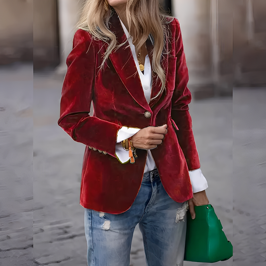 Alise - Schicker, schmal geschnittener Damen-Samt-Blazer