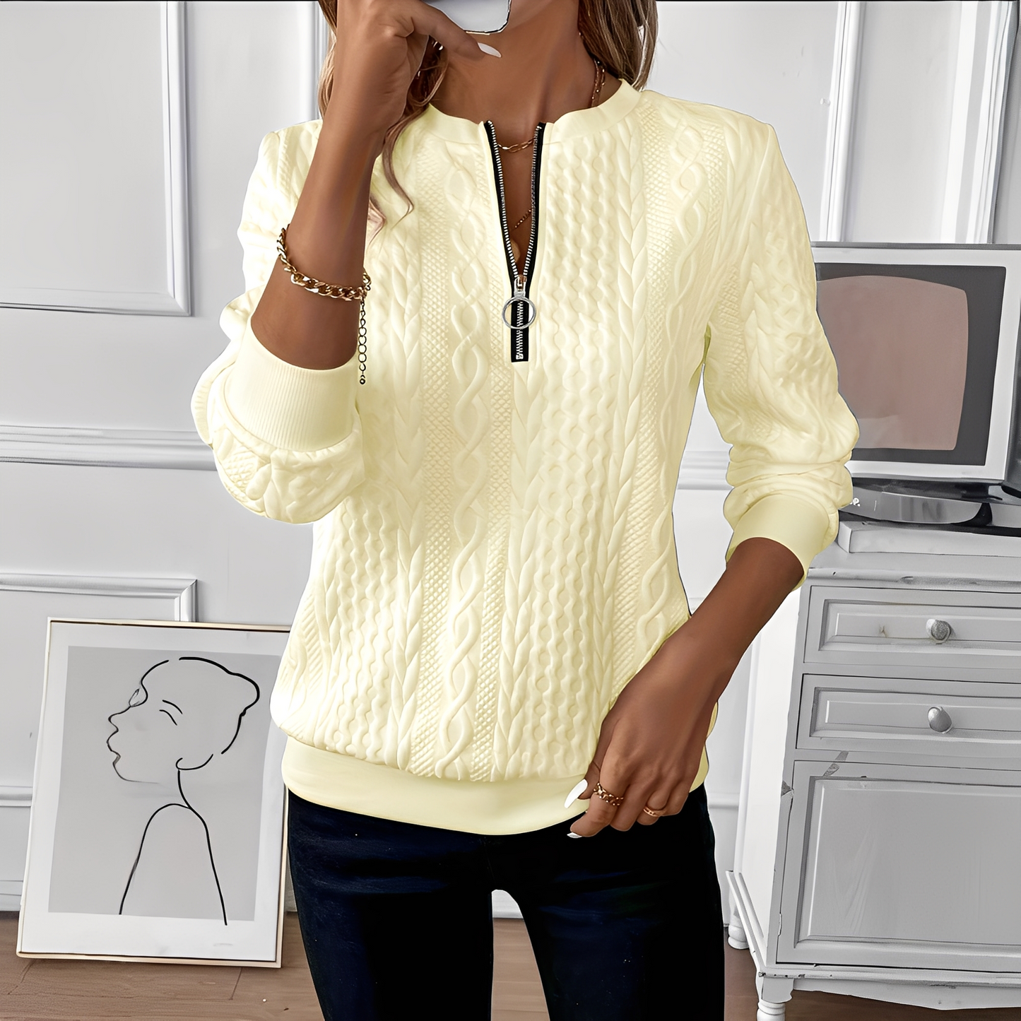 Chesley - Damen-Stricktop mit Reißverschluss im aktuellen Design