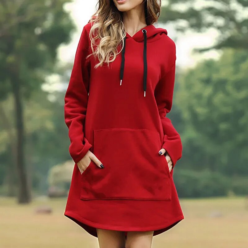 Juris – Langes Kapuzen-Sweatkleid