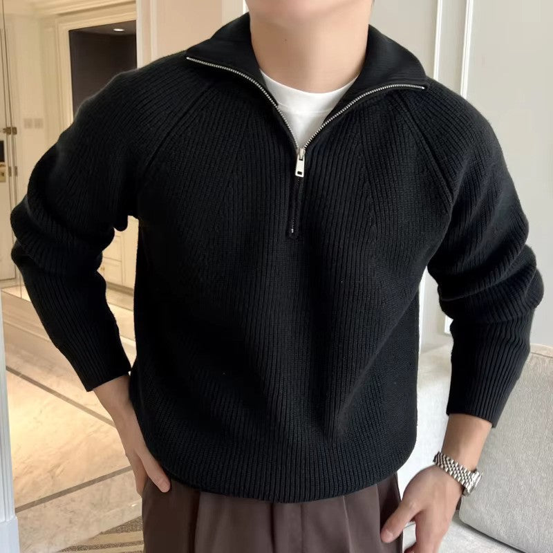 Lino – Baumwollpullover mit Reißverschluss am Kragen