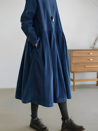 Shyanne - Gemütliches, weit geschnittenes Cordkleid mit Taschen für Damen