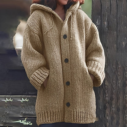 Jaqueline - Gemütliche Damenjacke aus Strick mit Kapuze