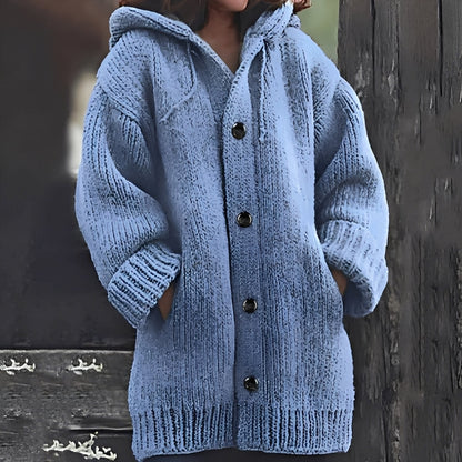 Jaqueline - Gemütliche Damenjacke aus Strick mit Kapuze