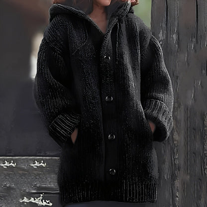 Jaqueline - Gemütliche Damenjacke aus Strick mit Kapuze